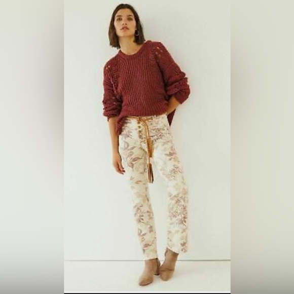 Pilcro and the Letterpress Denim - Anthropologie Jeans Womens 27 Pilcro Letterpress Floral Hi Rise Trouser Bootcut